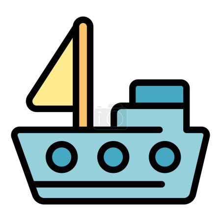 Ilustración de Icono del barco de seguridad del agua contorno vector. Chaleco salvavidas. Playa rescate color plano - Imagen libre de derechos