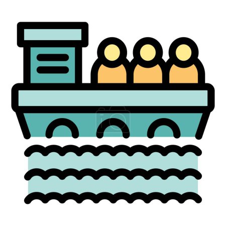 Ilustración de Icono de migración de la nave contorno vector. Gente migrante. Buscador ayudar a color plano - Imagen libre de derechos