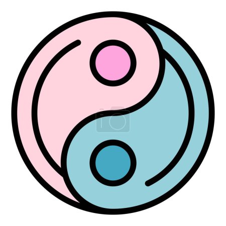 Téléchargez les illustrations : Yin-yang icône contour vecteur. Voyage en Asie. Carte nationale couleur plat - en licence libre de droit