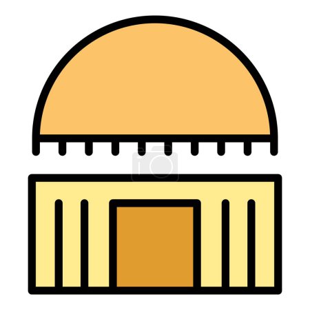 Téléchargez les illustrations : Temple asiatique icône contour vecteur. Plan de la ville. Modèle d'hôtel couleur plat - en licence libre de droit