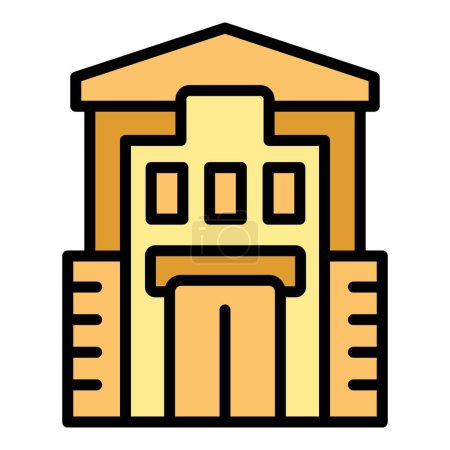 Illustration for Slovak wood house icon outline vector. Slovakia map. Emblem castle color flat - Royalty Free Image
