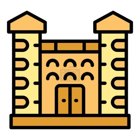 Illustration for Architecture castle icon outline vector. Slovak map. Polygon tourism color flat - Royalty Free Image