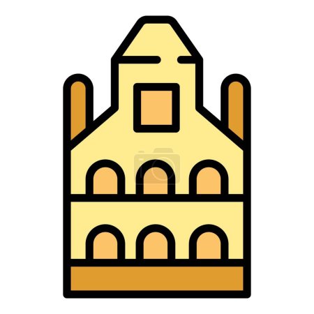 Illustration for Republic building icon outline vector. Slovak map. Old history color flat - Royalty Free Image