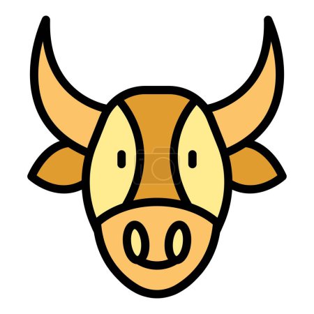 Illustration for Bull head icon outline vector. Cow breed. Calf dairy color flat - Royalty Free Image