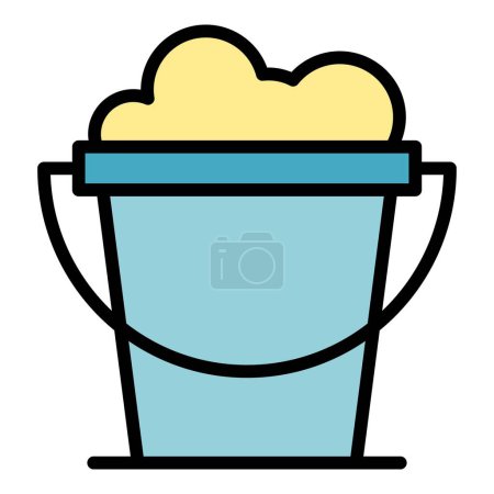 Illustration for Fresh milk bucket icon outline vector. Breed animal. Farm cattle color flat - Royalty Free Image