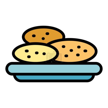 Ilustración de Snack icono de comida contorno vector. Carne de plato. Color frijol cocido plano - Imagen libre de derechos