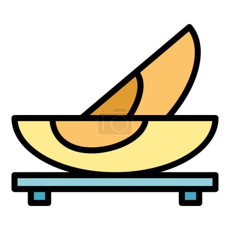 Téléchargez les illustrations : Vecteur de contour d'icône de fruit coupé. Plat cuisiné. Plat brésilien couleur plat - en licence libre de droit