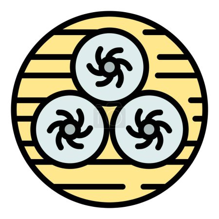 Téléchargez les illustrations : Mignon vecteur de contour icône baozi. Taiwan bao. vapeur asiatique couleur plat - en licence libre de droit