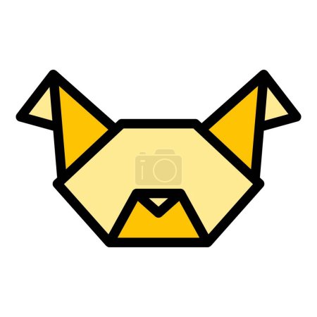 Téléchargez les illustrations : Origami chien visage icône contour vecteur. Animal géométrique. Polygone oiseau couleur plat - en licence libre de droit
