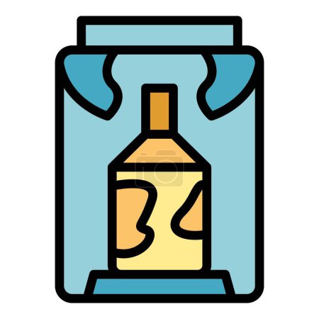 Ilustración de Botella flotante icono de vidrio contorno vector. Producción de fábrica. Hacer que el proceso de color plano - Imagen libre de derechos