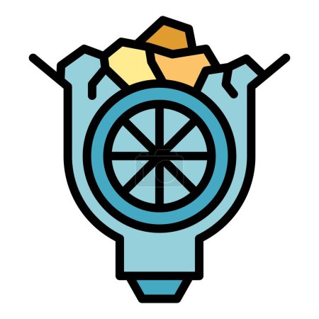 Ilustración de Vidrio icono de la rueda de producción contorno vector. Fábrica cruda. Hacer que el diseño sea plano - Imagen libre de derechos