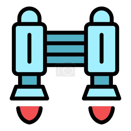 Illustration for Employment jetpack icon outline vector. Work speed. Boost rocket color flat - Royalty Free Image