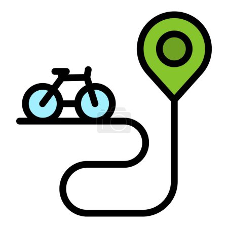 Bicicleta alquiler ruta icono contorno vector. Ciudad pública. Transporte inteligente color plano