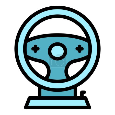 Ilustración de Gamer icono del volante contorno vector. Juego de deportes. Color desafío en línea plana - Imagen libre de derechos