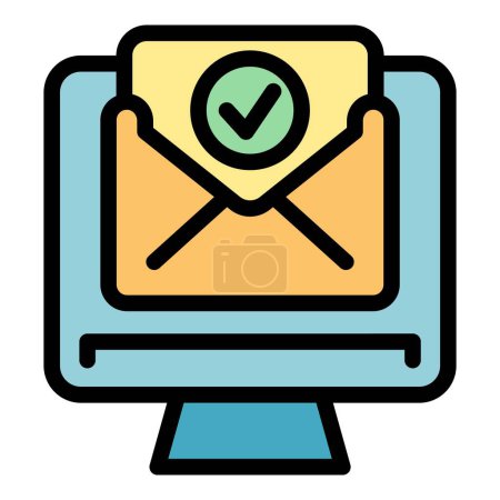 Inbox mail icon outline vector. Document credit. Finance form color flat