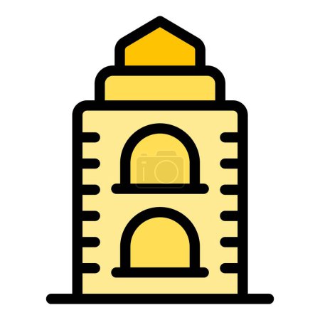Illustration for Krakow tower icon outline vector. City travel. Polish map color flat - Royalty Free Image