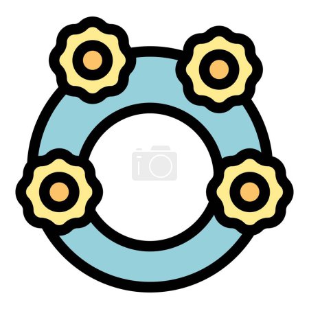 Illustration for Japan flower ring icon outline vector. City pagoda. Tokyo map color flat - Royalty Free Image