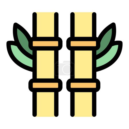 Illustration for Bamboo plant icon outline vector. Kyoto plant. Ancient map color flat - Royalty Free Image
