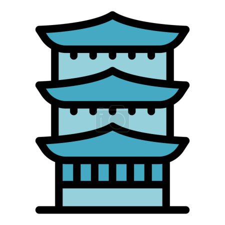 Illustration for New pagoda icon outline vector. Japan kyoto. Temple tower color flat - Royalty Free Image