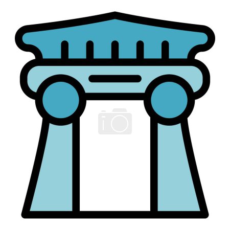 Illustration for Temple arch icon outline vector. City tower. Train tourism color flat - Royalty Free Image
