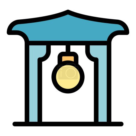 Illustration for Pagoda bell icon outline vector. Ancient tokyo. Maple tourism color flat - Royalty Free Image