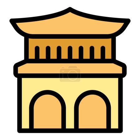 Illustration for Japan building icon outline vector. House travel. Temple city color flat - Royalty Free Image
