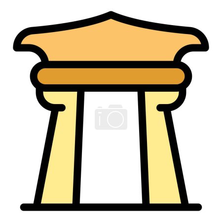 Illustration for Ancient tower icon outline vector. City temple. Tokyo map color flat - Royalty Free Image