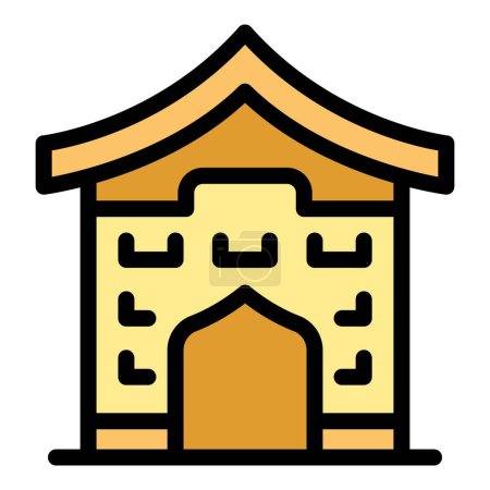 Illustration for Travel kyoto icon outline vector. Japan tower. Tourism house color flat - Royalty Free Image