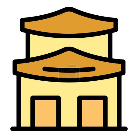 Illustration for Travel house icon outline vector. Japan temple. Shinto tokyo color flat - Royalty Free Image