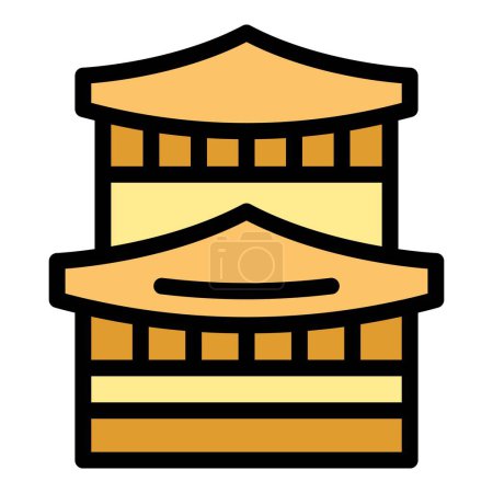 Illustration for Kyoto pagoda icon outline vector. Japan temple. Travel house color flat - Royalty Free Image