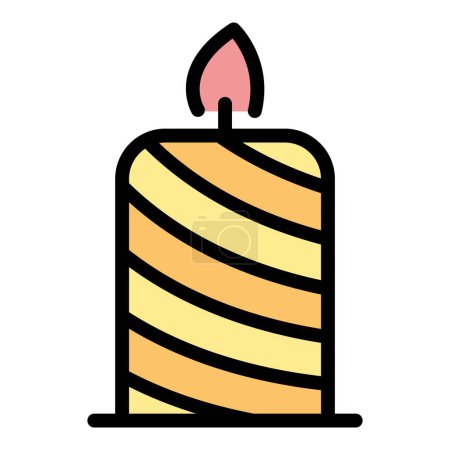 Illustration for Striped candle icon outline vector. Craft class. Factory hobby color flat - Royalty Free Image