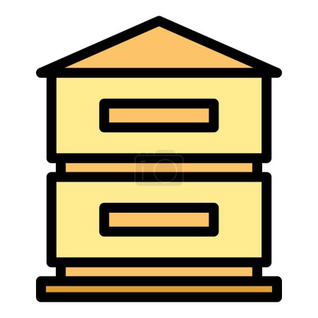 Illustration for Beekeeping house icon outline vector. Making candle. Family factory color flat - Royalty Free Image