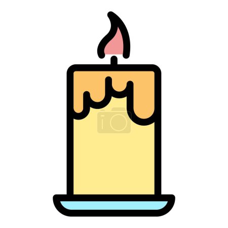 Illustration for Burning candle icon outline vector. Workshop making. Create decorate color flat - Royalty Free Image