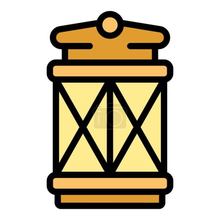 Illustration for Morocco lamp icon outline vector. City building. Landmark stamp color flat - Royalty Free Image