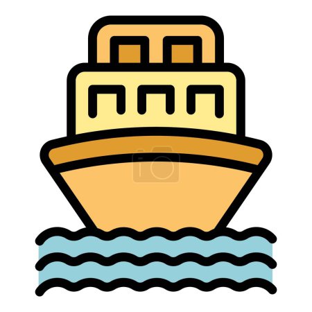 Illustration for Morocco ship icon outline vector. Africa travel. Cityscape travel color flat - Royalty Free Image