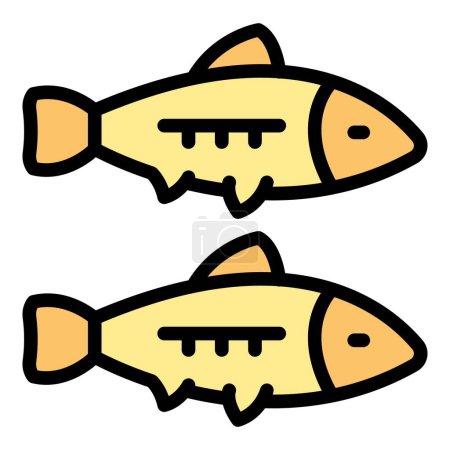 Téléchargez les illustrations : Sardine icône de poisson contour vecteur. De la nourriture. Océan peut couleur plat - en licence libre de droit