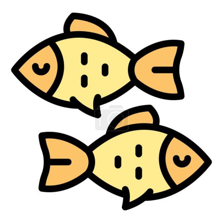 Téléchargez les illustrations : Icône de poisson marin contour vecteur. Nourriture marine. Couleur des aliments secs plat - en licence libre de droit
