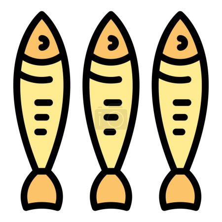 Téléchargez les illustrations : Icône de hareng océanique vecteur contour. Nourriture de poisson. Peut boîte de couleur plate - en licence libre de droit