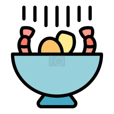 Ilustración de Ensalada de camarones icono contorno vector. Comida asiática. Restaurante arroz color plano - Imagen libre de derechos