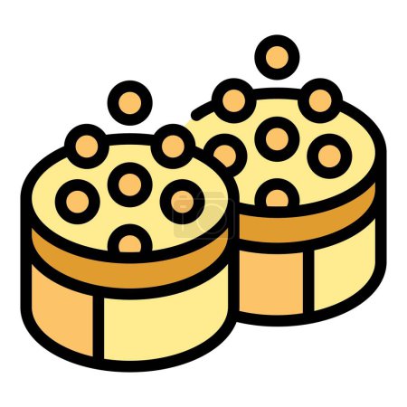 Ilustración de Caviar sushi roll vector contorno icono. Comida japonesa. Restaurante menú color plano - Imagen libre de derechos