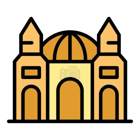 Téléchargez les illustrations : Malte icône de l'église contour vecteur. Skyline européenne. Pays pub couleur plat - en licence libre de droit