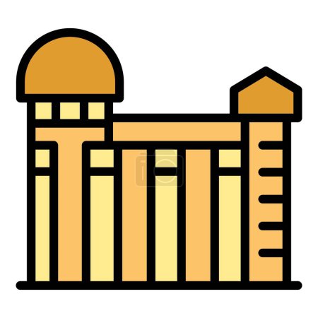 Téléchargez les illustrations : Antique bâtiment icône contour vecteur. Skyline européen. Malte couleur repère plat - en licence libre de droit
