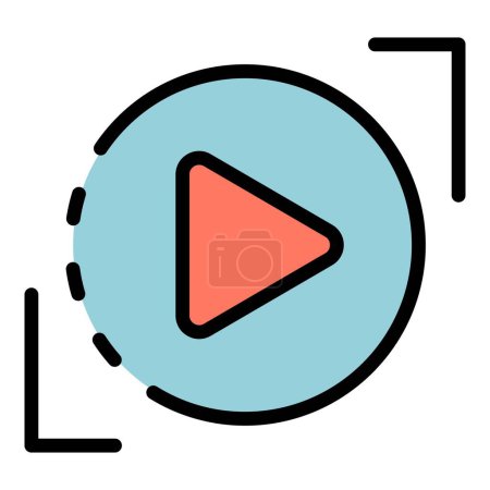 Illustration for Video screenshot icon outline vector. Zoom phone. Snapshot screen color flat - Royalty Free Image
