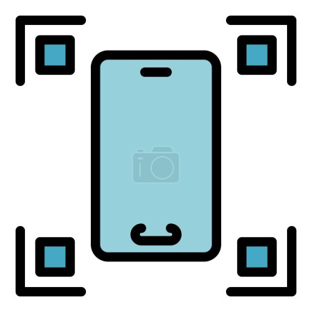 Illustration for Phone snapshot icon outline vector. Zoom app. Screenshot camera color flat - Royalty Free Image