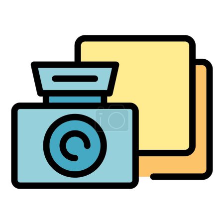 Illustration for Camera mobile icon outline vector. Image zoom. Screenshot button color flat - Royalty Free Image