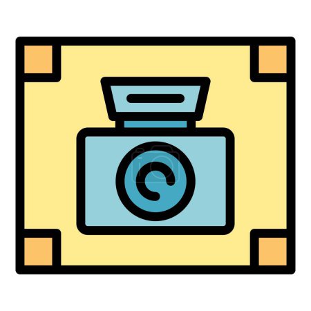 Illustration for Focus screenshot icon outline vector. Cam image. Camera button color flat - Royalty Free Image
