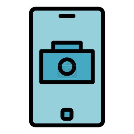 Illustration for Camera icon outline vector. Button screen. Zoom photo color flat - Royalty Free Image