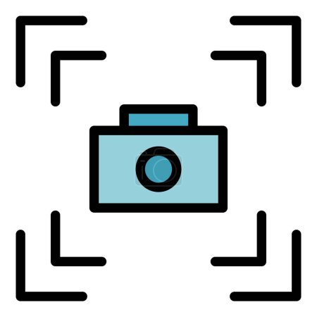 Illustration for Focus camera icon outline vector. Screen image. Hand snapshot color flat - Royalty Free Image