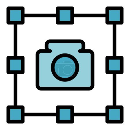 Illustration for Selfie camera icon outline vector. Screenshot cam. Hand button color flat - Royalty Free Image