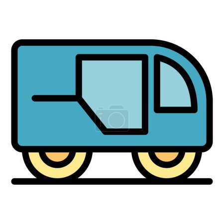 Illustration for Myanmar tricycle icon outline vector. Old bike. Indian trishaw color flat - Royalty Free Image